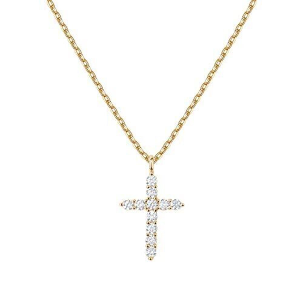 8617 18K Yellow Gold Vermeil Cross Necklace | Cross Pendant | Gold